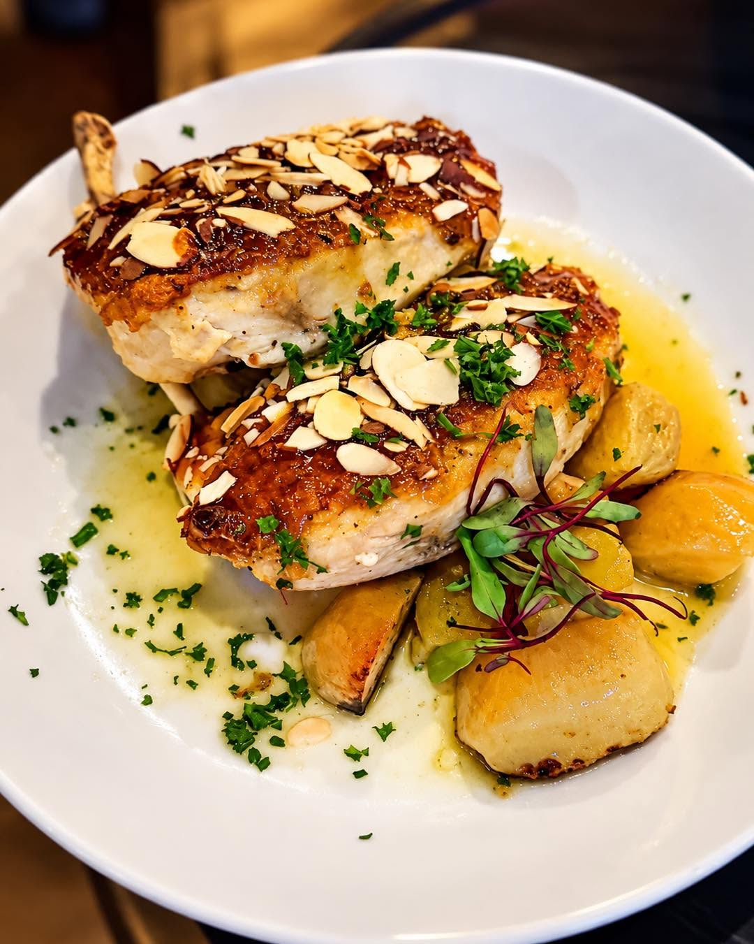 Almond Apricot Chicken at Port Steak & Seafood