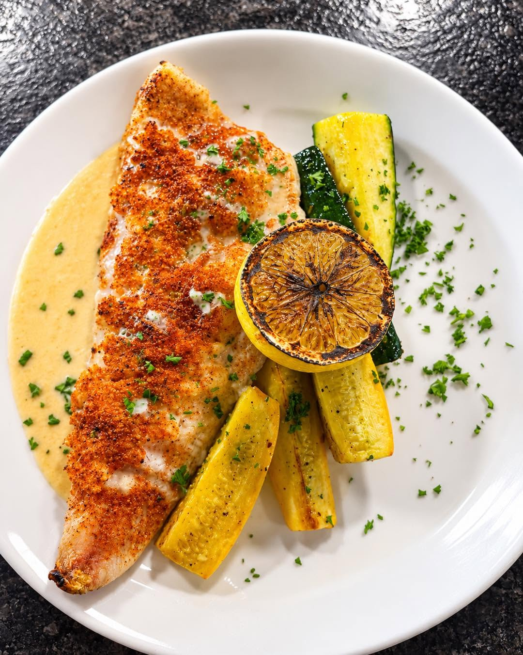 Shrimp Mousse Encrusted Walleye at Port Steak & Seafood