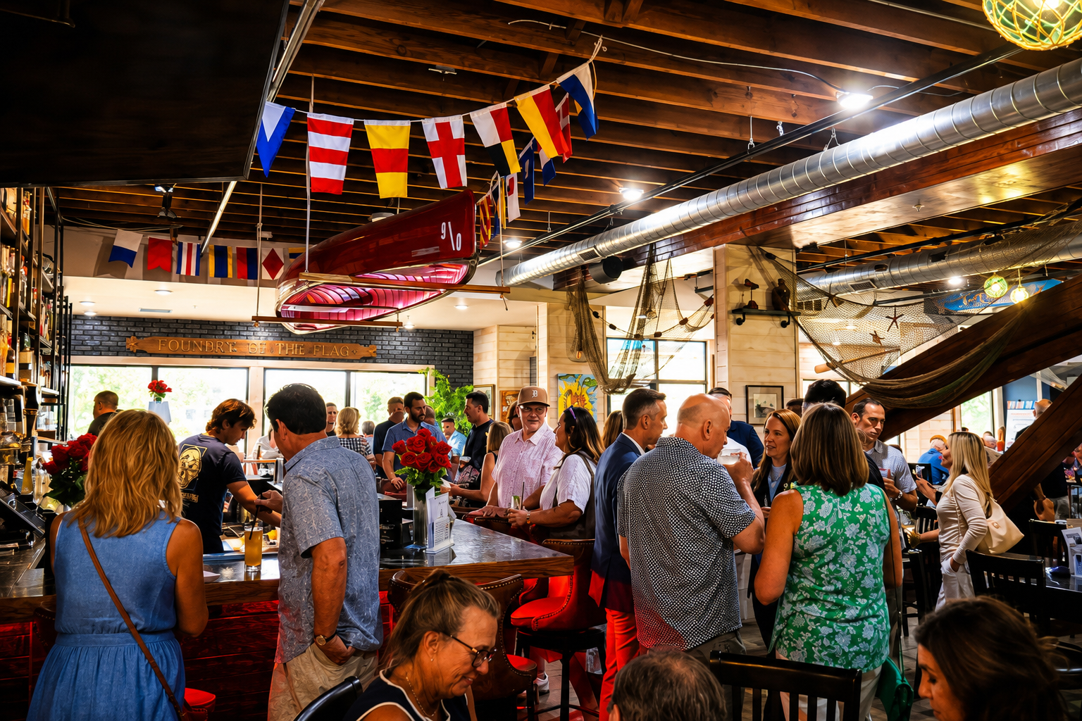 Guests enjoying food and drinks at The Wrigley Center